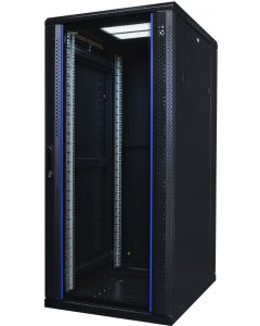 27U, 19" Serverkast met glazen voordeur (BxDxH) 600x800x1400mm - voorkant