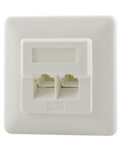 Wandcontactdoos, Cat 5e, UTP   2xRJ45, 45 graden invoer