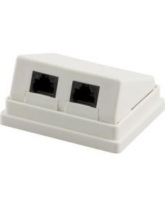 Wandcontactdoos, Cat 5e, UTP 2x RJ45, Schuif